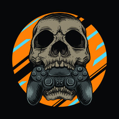 artwork illustration and t-shirt design skull gamer premium vector © astro