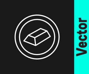 White line Gold bars icon isolated on black background. Banking business concept. Vector.