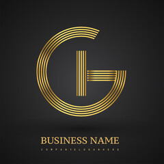 Letter GI linked logo design circle G shape. Elegant golden colored, symbol for your business name or company identity.
