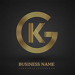 Letter GK linked logo design circle G shape. Elegant golden colored, symbol for your business name or company identity.