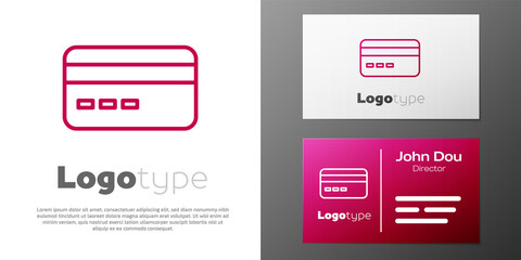 Logotype line Credit card icon isolated on white background. Online payment. Cash withdrawal. Financial operations. Shopping sign. Logo design template element. Vector.