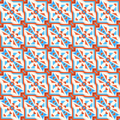 Abstract vintage mosaic seamless pattern. Creative vector illustration with orange and blue background. Concept for background, decor, fabric, banner, invitation card