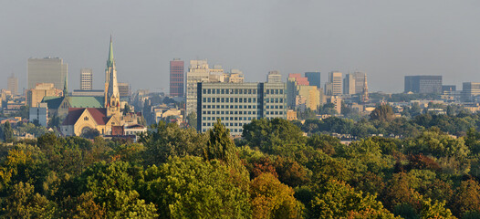 Panorama of the city of Lodz, Poland. - obrazy, fototapety, plakaty