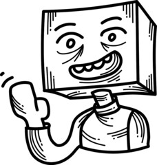 Box Boy Character doodle design element for your emoticon needs