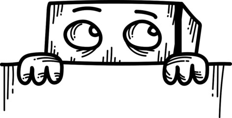 Box Boy Character doodle design element for your emoticon needs