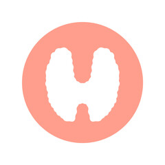 Thyroid graphic sign. Thyroid gland symbol in the circle isolated on white background. Vector illustration