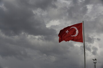 Cloudy sky and the Turkish flag background