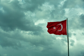 Cloudy sky and the Turkish flag background