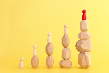 business concept image of people figures over wooden table, human resources and management