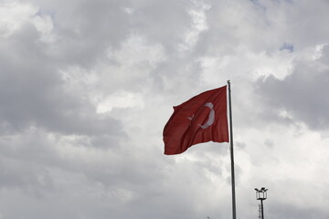 Cloudy sky and the Turkish flag background