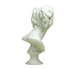 A marble bust of the Venus Italica   isolated on white background via an alpha channel of great precision. High quality cutout. 3d render illustration. 
