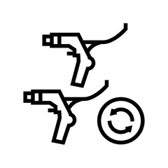 brake levers replacement line icon vector. brake levers replacement sign. isolated contour symbol black illustration