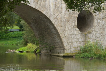 Weimar at river Ilm with bridge and park