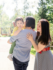 Obraz premium A multi generation portrait of a happy grandmother with her daughter and granddaughter