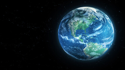 3D visualization of planet earth from outer space with copy space to use your own titles or text. (3D rendering)