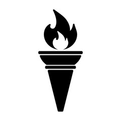 Torch icon. Symbol fire hot, flame power, flaming and heat.