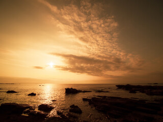 三浦半島　荒井浜の秋の夕景　10月