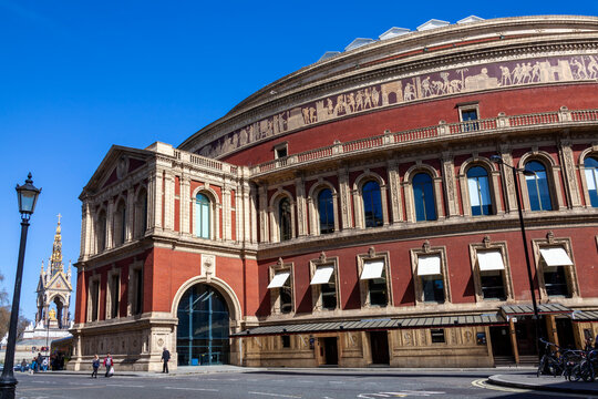 London, UK, April 1, 2012 : The Royal Albert Hall theatre concert hall in Kensington where the Proms classical concert is held each year which is a popular tourism travel destination visitor landmark