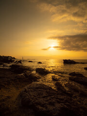 三浦半島　荒井浜の秋の夕景　10月