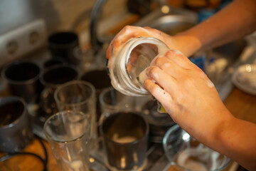 a dozen of dirty dishes