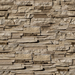 Clinker tiles or bricks on the wall in the form of wild stone. Seamless texture