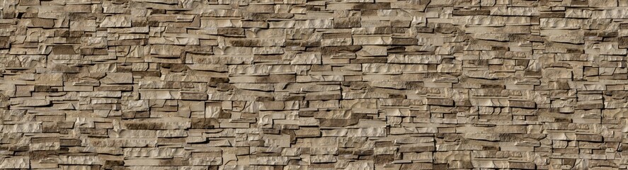 Panorama seamless texture of clinker tiles or bricks on the wall in the form of wild stone