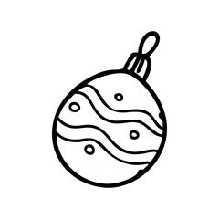 Christmas toy outline hand drawn logo element. Christmas toys hand drawn icon. Modern simple style. Vector illustration isolated on white background.