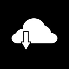 Cloud computing download flat icon on black