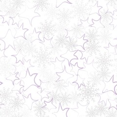 Transparent snowflakes and stars on a white background.