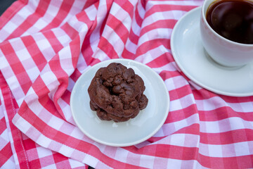 Top view handmade cookie on black table