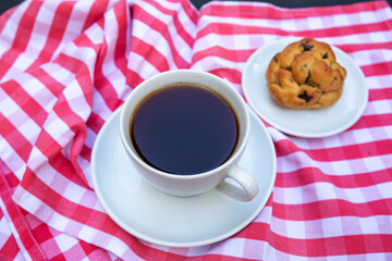 top view tea cup on wooden table
