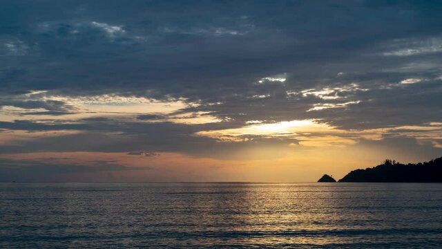 Amazing light sunset or sunrise over tropical sea Time Lapse video nature landscape Beautiful light of nature	