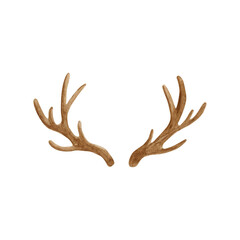 Obraz premium Antler horns watercolor illustration. Hand painted deer horns isolated on white background.