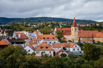 Fototapeta na wymiar Beautiful panoramic view of The Monastery of the Minorites in the old city in Cesky Krumlov, South Bohemia, Czech Republic