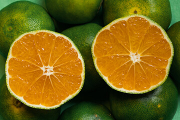 Naklejka na ściany i meble Fresh mandarin oranges fruit or tangerines