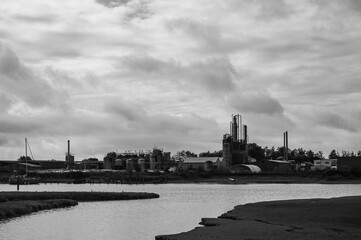 View of the Industrial  plant across the river Rother