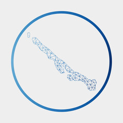 Stocking Island icon. Network map of the island. Round Stocking Island sign with gradient ring. Technology, internet, network, telecommunication concept. Vector illustration.