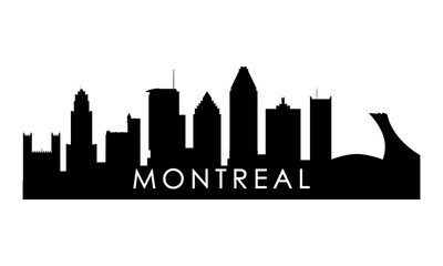 Fototapeta premium Montreal skyline silhouette. Black Montreal city design isolated on white background.