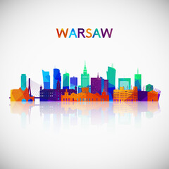 Warsaw skyline silhouette in colorful geometric style. Symbol for your design. Vector illustration.