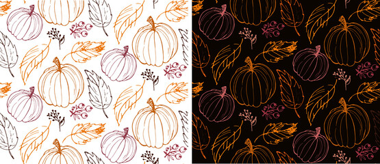 Happy thanksgiving day. Give Thanks. Cute lettering poster. Leaf autumn fall pattern background.