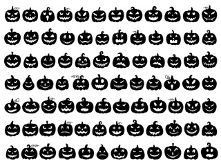 Halloween pumpkins set, Collection of halloween scary pumpkins