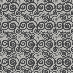 Seamless pattern with abstract structure of decorative spirals. Vector illustration with graphic elements for print or textile.