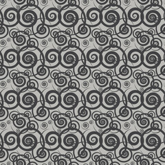 Seamless pattern with abstract structure of decorative spirals. Vector illustration with graphic elements for print or textile.