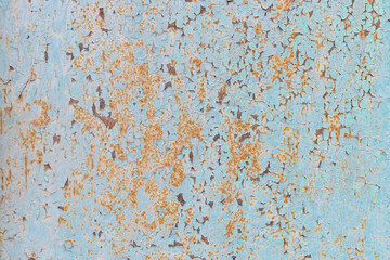 The texture of a painted metal plate with weathered paint and traces of rust. Background for the designer.