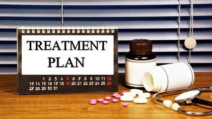 Treatment plan - text label in the calendar. Description of medical services, compiled by a doctor,...