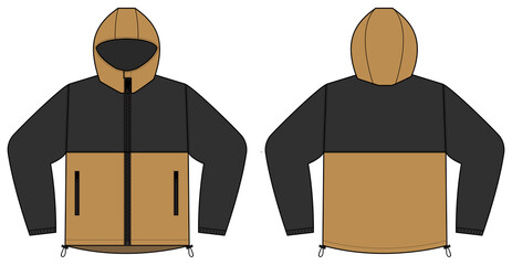windproof hooded jacket ( parka) vector illustration / black & brown © barks