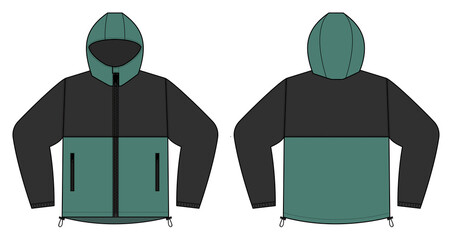 windproof hooded jacket ( parka) vector illustration / black & green © barks