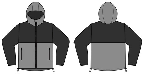 windproof hooded jacket ( parka) vector illustration / black & gray © barks