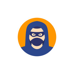 criminal, thief or robber icon, flat vector