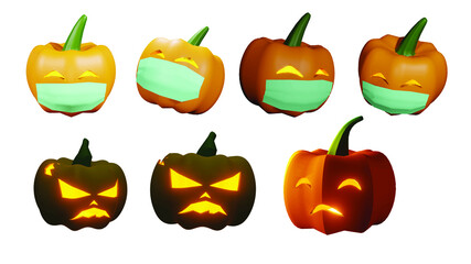 Halloween pumpkin emoji white background vector